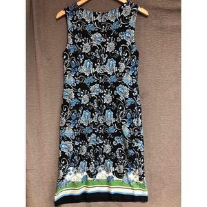 Chico's Blue Sleeveless Floral A-line Dress Womens us Size 8